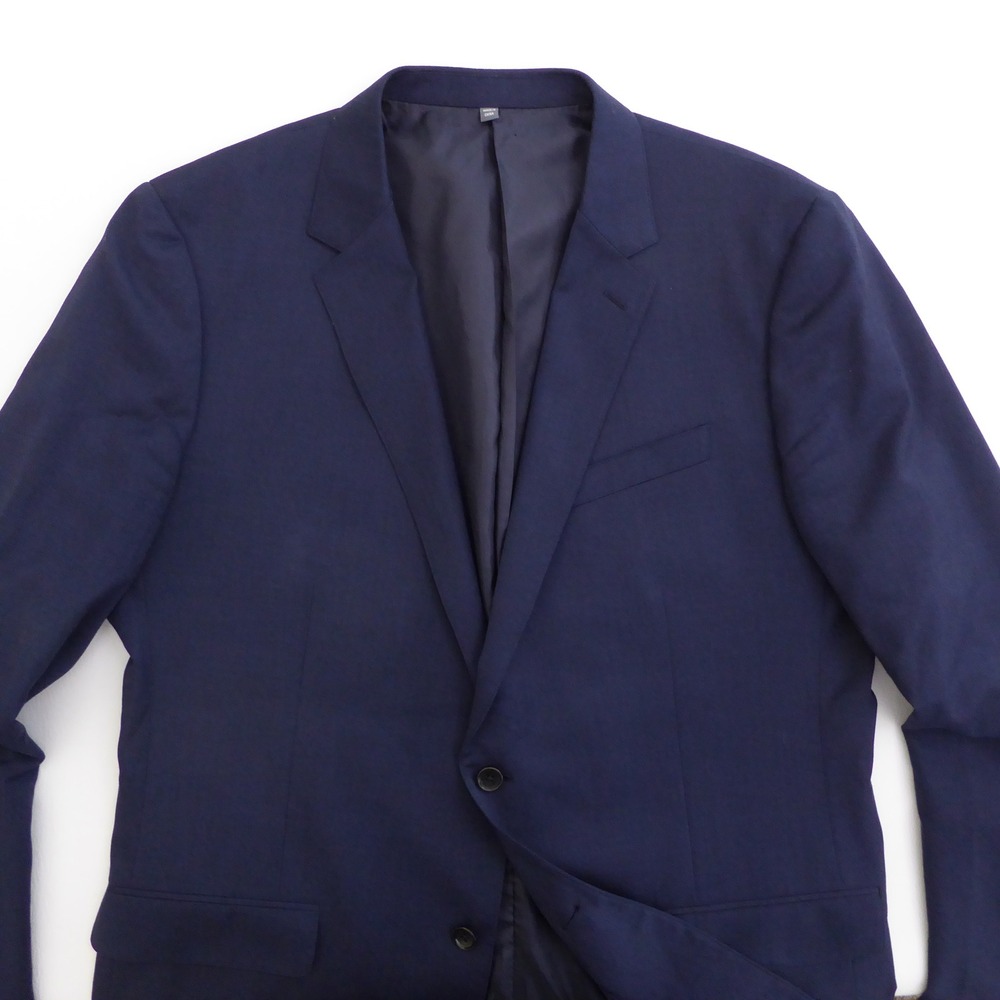 Bonobos Mens Blazer Jacket Navy Blue Wool Blend Lightweight Size 46L Slim Fit